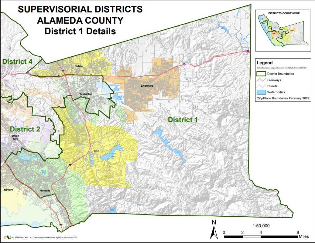 map of Alameda County's supervisorial district 1
